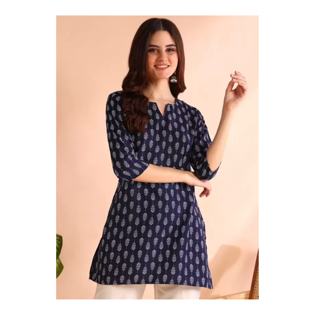 Women Floral Print Cotton Rayon Straight Kurta